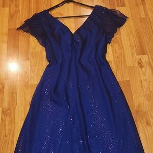 Vintage California Concepts Purple Glitter Gown With Flutter Sleeves